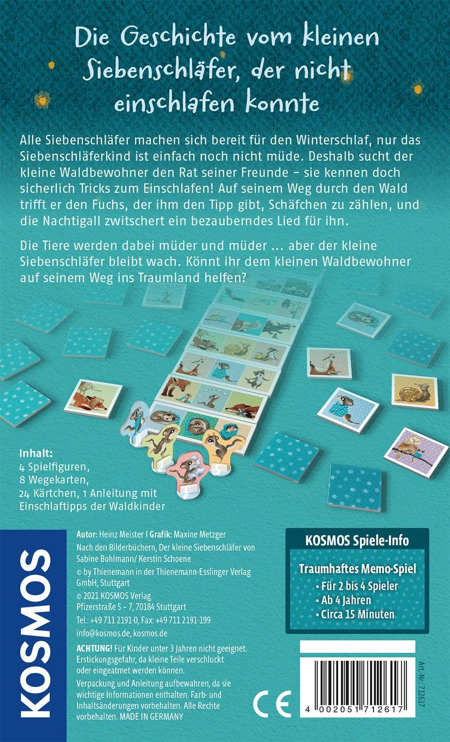 Spiel 712617 Der kleine Siebenschläfer LxBxH 183x111x37mm NEU Mitbringspiel
