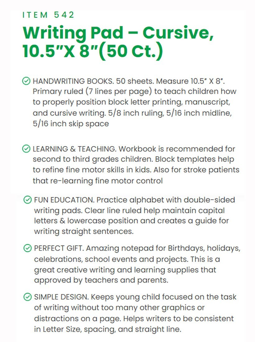 3 Practice Cursive Hand Writing Pad Book Learn to Write Workbook 2nd-3rd Grades